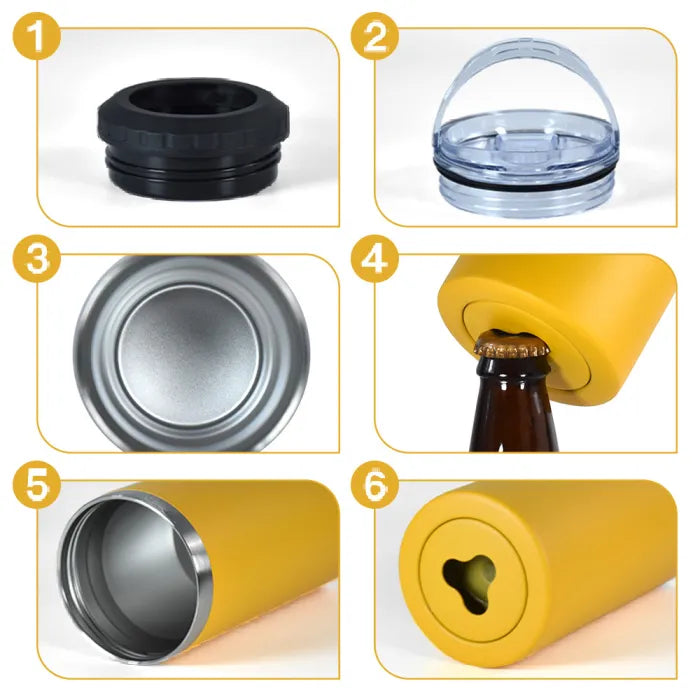 16oz -4 in 1 Powder Coated Can Cooler with Opener