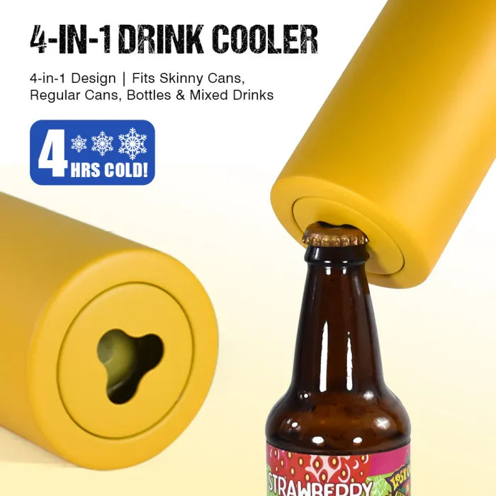 16oz -4 in 1 Powder Coated Can Cooler with Opener